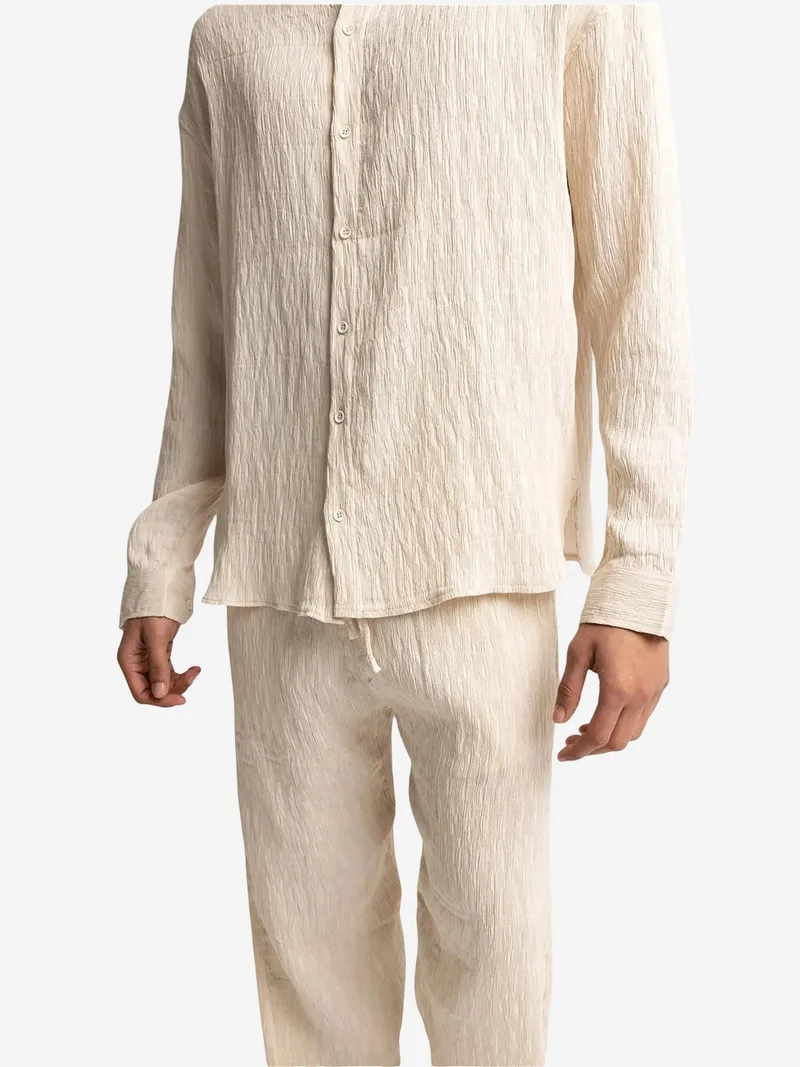 جيستو GIESTO Textured Long Sleeve Crew Neck Shirt